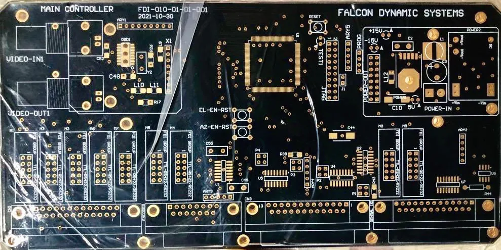 Electronic controller board with mounted components.
